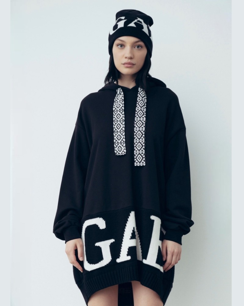 Gaelle Paris Abito felpa Donna GBDP18999 over cappuccio con inserto in maglia