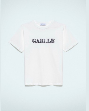 Gaelle Paris T-shirt Donna GBDP18997 in jersey mezza manica con logo ricamato colore Bianco