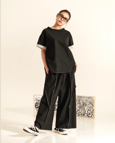 Wendykei Pantalone palazzo Donna 900049 con bordi ecrù