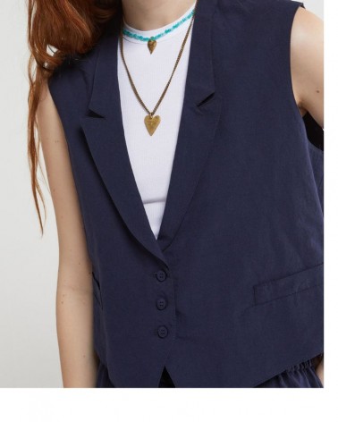 Ottod'Ame Top gilet Donna DT9064 Blu