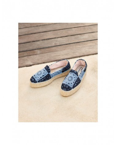 Manebi G 0.4 D0 yucatan double soles espadrilles cotton crochet indigo and navy blue