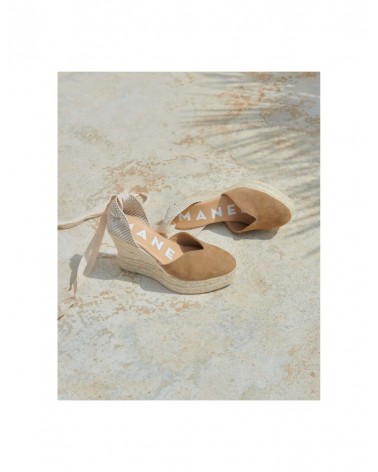 Manebi W 1.9 WH hamptons heart-shaped wedge espadrilles soft suede vintage taupe