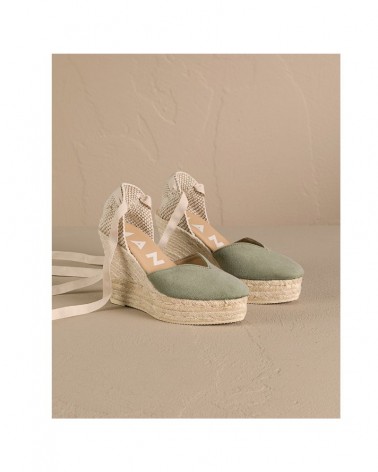 Manebi W 0.1 WH hamptons heart-shaped wedge espadrilles soft suede sage