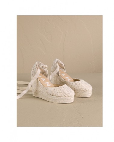 Manebi G 0.3 WV yucatan wedge espadrilles cotton crochet natural