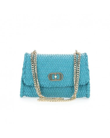 La Carrie Bag Woven Full Ata med. Handbag Leather Turquoise