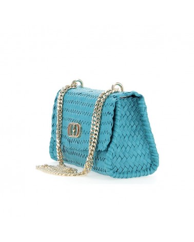 La Carrie Bag Woven Full Ata med. Handbag Leather Turquoise