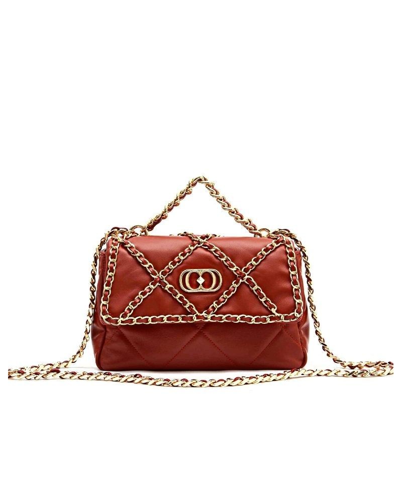 La Carrie Bag 112P-BA-910-LEA Chain Stephy Med. Hand Bag Leather Rust