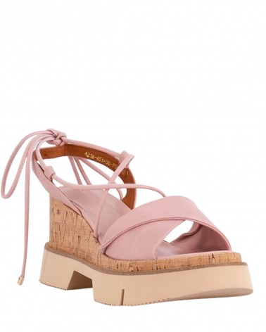 Emanuelle Vee Sandalo schiava zeppa sughero nappa Donna Pink