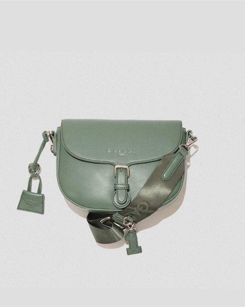 Gaelle Paris Regular Shoulder Strap GBADP3613 in ecopelle con tracolla e logo Verde