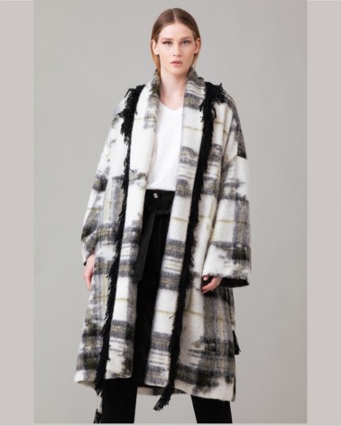 Gaelle Paris Cappotto over Donna GBDP13745 a vestaglia in panno con targhetta Panna