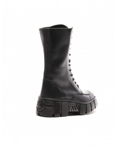 New Rock M-WALL027 Stivali in Pelle Donna Crust Negro Tower