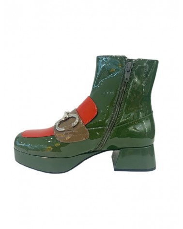 Jeffrey Campbell Prepster Stivaletto Donna Green Red Taupe Combo Patent