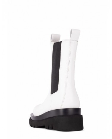 Jeffrey Campbell Stivale Chelsea Donna Tanked Cow Leather Ice White