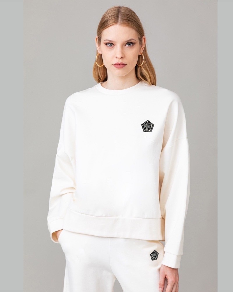 Gaelle Paris Felpa over Donna GBDP14006 in punto Milano con placchetta Off White