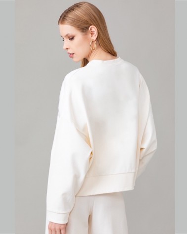 Gaelle Paris Felpa over Donna GBDP14006 in punto Milano con placchetta Off White