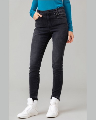 Gaelle Paris Jeans skinny Donna GBDP14506 con passante logato Nero