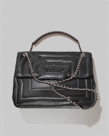 Gaelle Paris Maxi Shoulder Strap GBADP3693 in ecopelle con logo applicato Nero