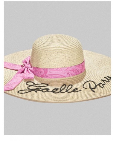 Gaelle Paris Cappello falda larga Donna GBBDA686 in paglia ricamo e foulard Naturale