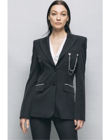Gaelle Paris Giacca monopetto Donna GBDM17424 in cady con spilla logata Nero