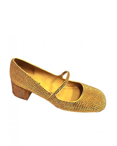 Jeffrey Campbell Mary-Jane Donna REGAL Yellow Velvet Combo