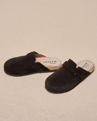 Manebi clog mules black suede hamptons