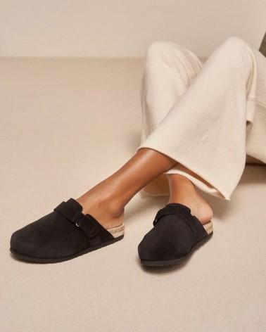 Manebi clog mules black suede hamptons