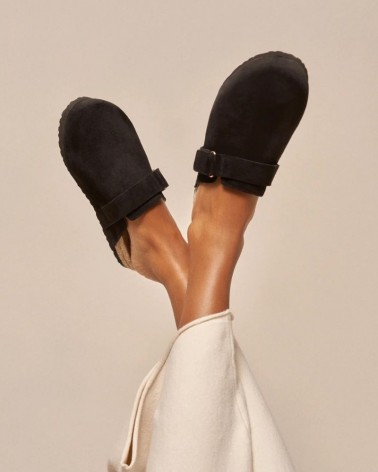 Manebi clog mules black suede hamptons