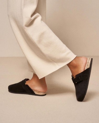 Manebi clog mules black suede hamptons